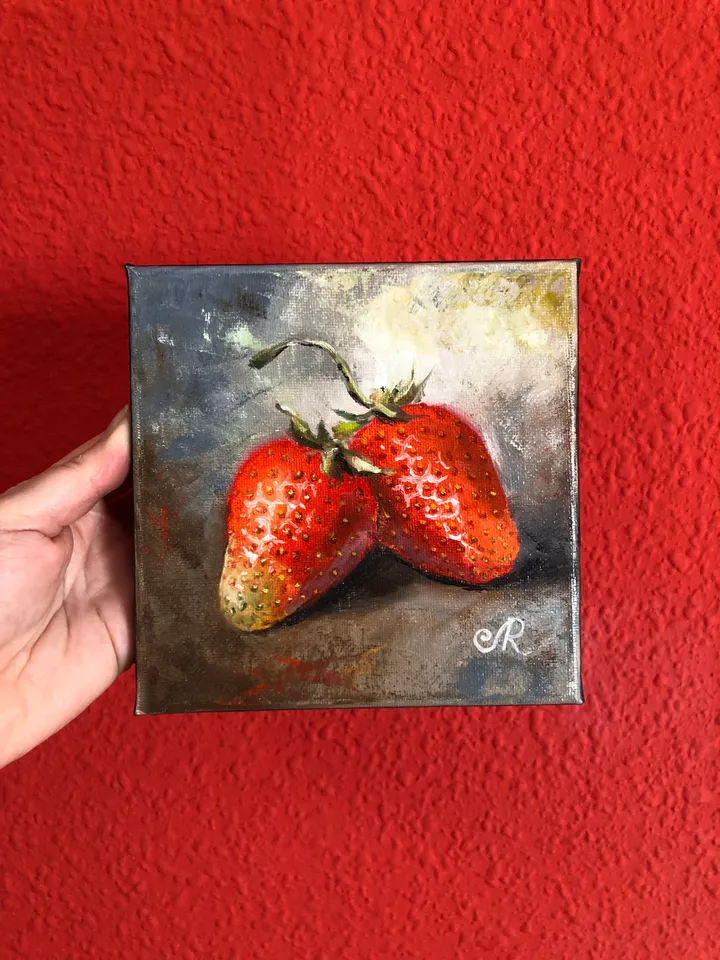 Fruits Painting on Canvas Kitchen Still life Strawberry Painting