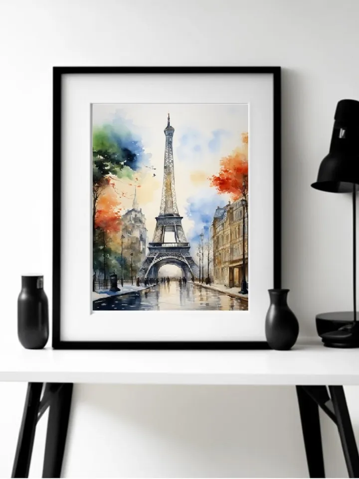 Parisian Panorama: Digital Cityscape Art. Wall Decor. Poster Artwork - Urban Landscape Print