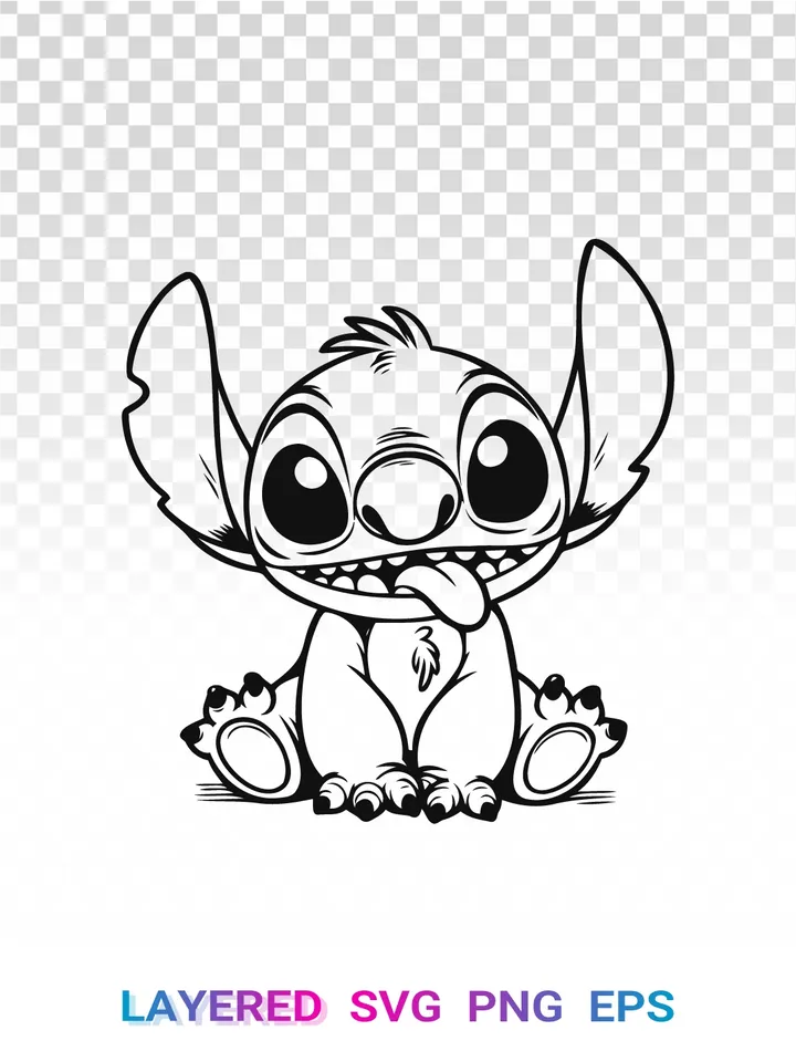 Stitch Tongue Out 😛 SVG, Disney Funny PNG, Silly Stitch
