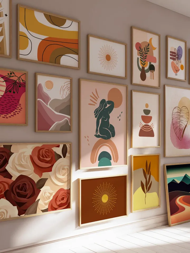 Boho Wall Collage Mega Bundle, Set of 1250+ Prints, Mid Century Art Prints, Abstract Poster Set, Printable Home Decor, Digital Download