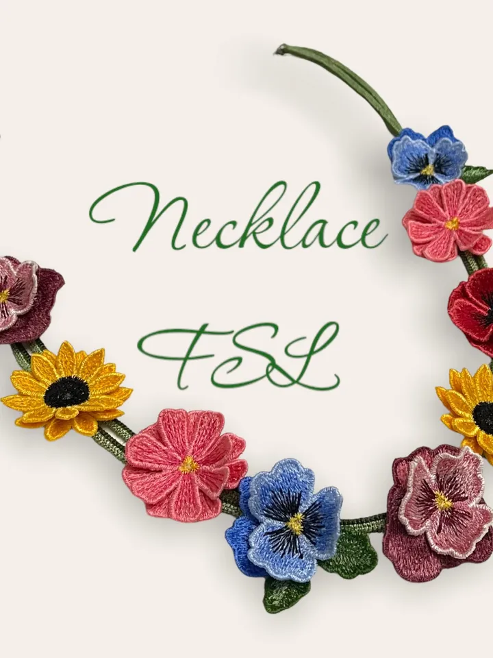 The set of 7FSL designs flowers leaves and braid for making necklaces and other jewelry Flower FSL Embroidery pattern flower motif 3D floral