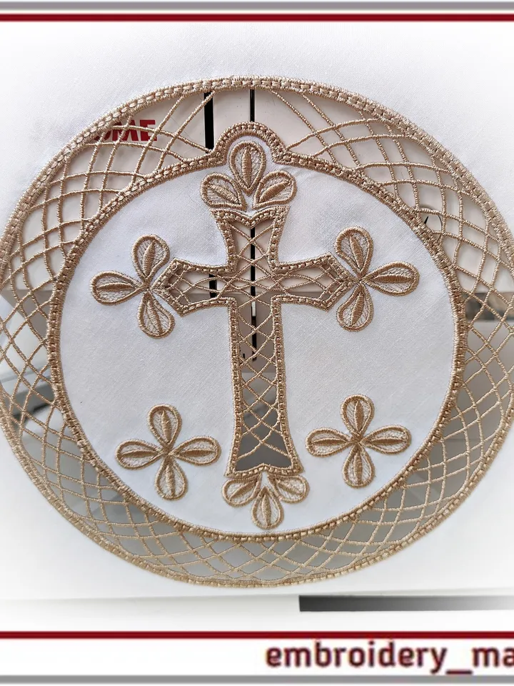 Easter Lace Cross Cutwork machine embroidery design