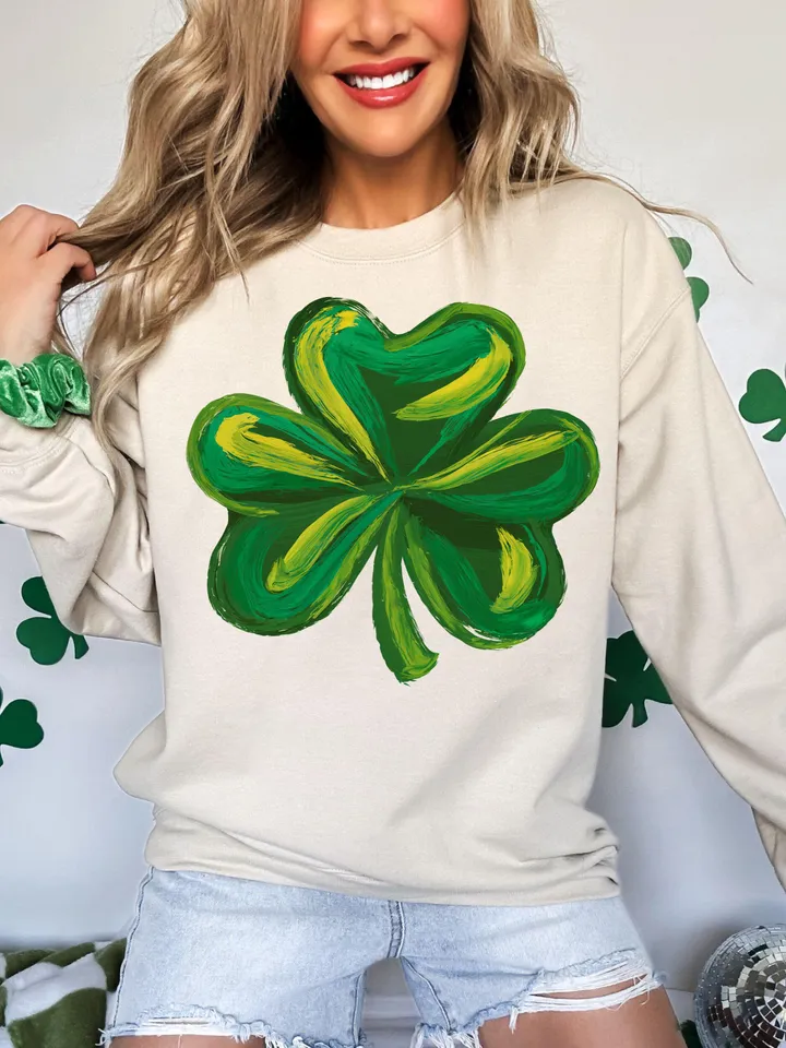 Shamrock Png, St. Patrick’s Day Clover Design, Green Shamrock PNG, St. Paddy’s Day Sublimation PNG, Irish Clover Art, Trendy T-Shirt Design