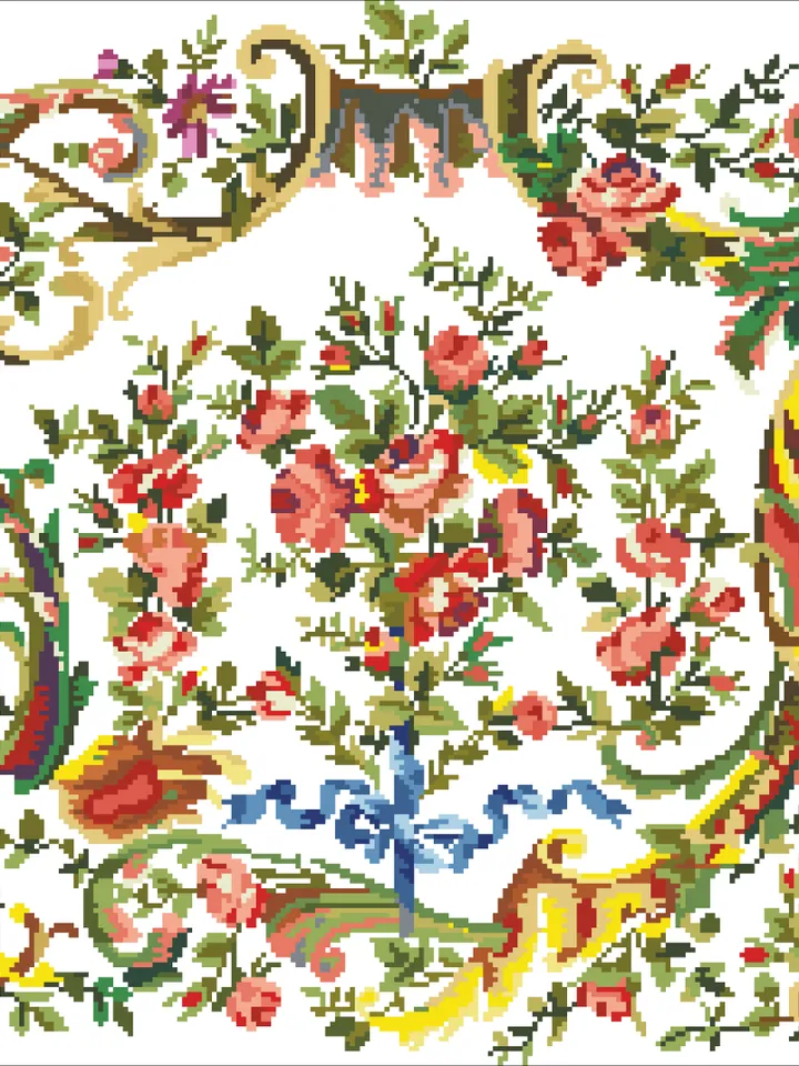 Antique Cross Stitch Pattern Antique Bouquet Counted Digital Download PDF