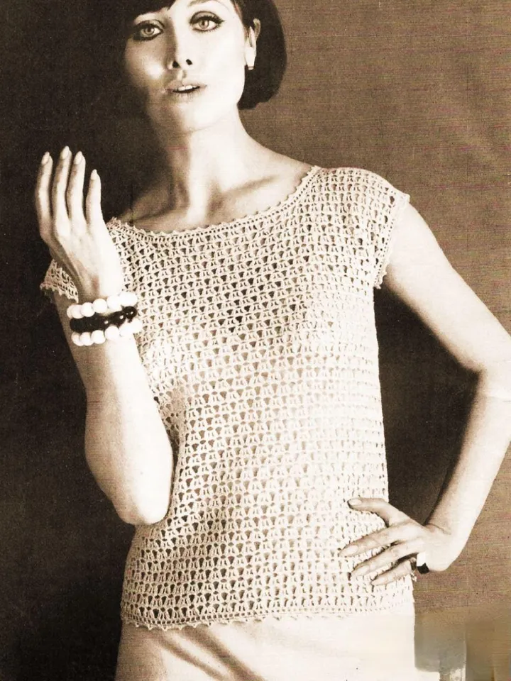 Top Pattern, blouse crochet pattern, vintage top blouse pattern pdf, lace women ladies top pattern instant download