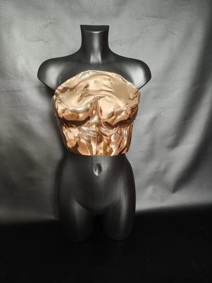Golden corset, mirror corset, mirror armor, gold bra, bra, linen, burning man, gold plate, mirror bra, golden top