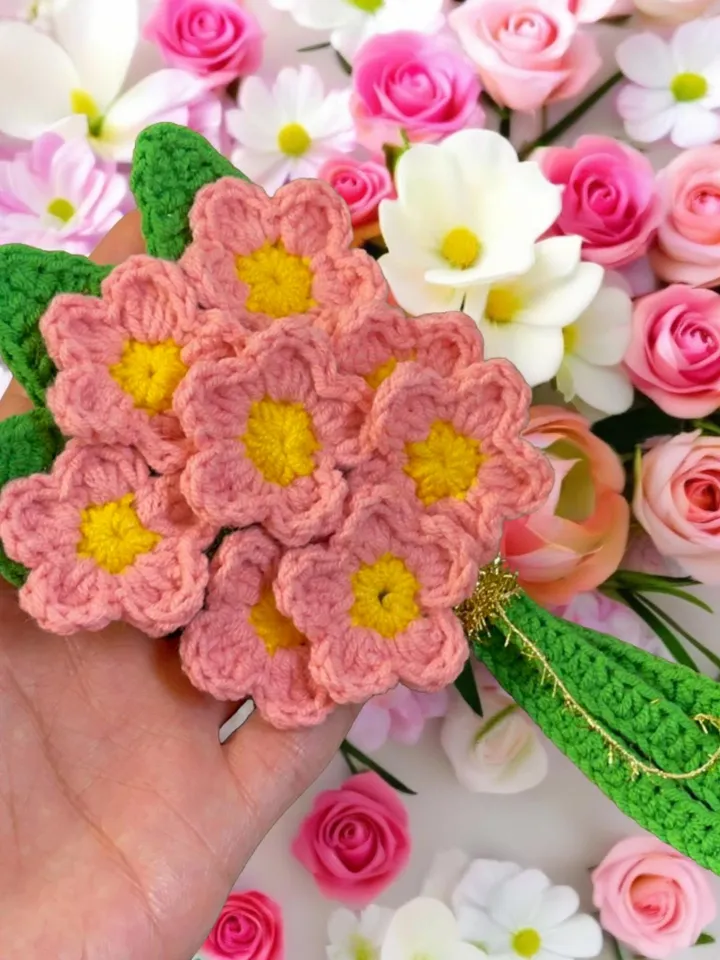 3D Crochet Flower Bouquet Pattern PDF, Realistic Floral Home Decor, Amigurumi Crochet Flowers DIY, Handmade Room Decoration