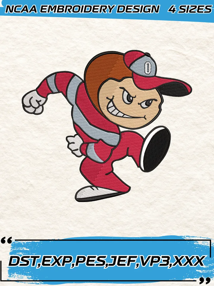 Ohio State Buckeyes Mascot Embroidery Designs,NCAA Logo Embroidery Design,Machine Embroidery Design File,4 Sizes, Digital Download