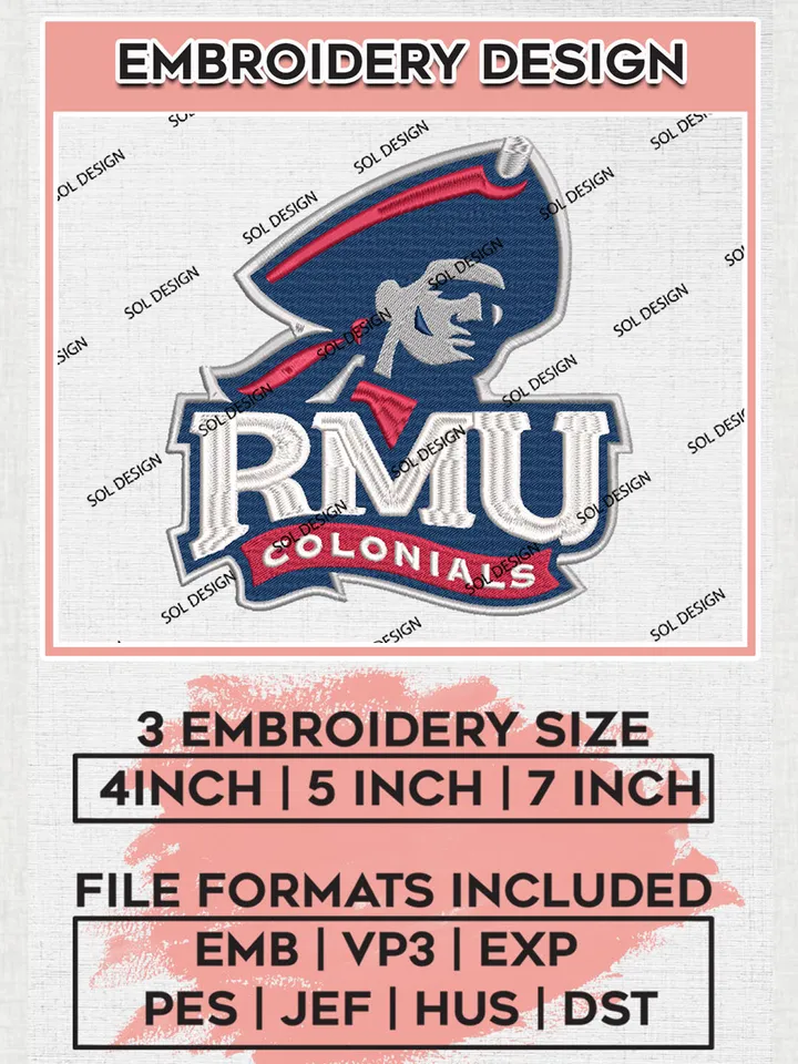 RMU Colonials Logo embroidery designs, NCAA Robert Morris Colonials Machine embroidery designs, NCAA Logo embroidery designs, NCAA Colonials Machine embroidery designs, Digital Download