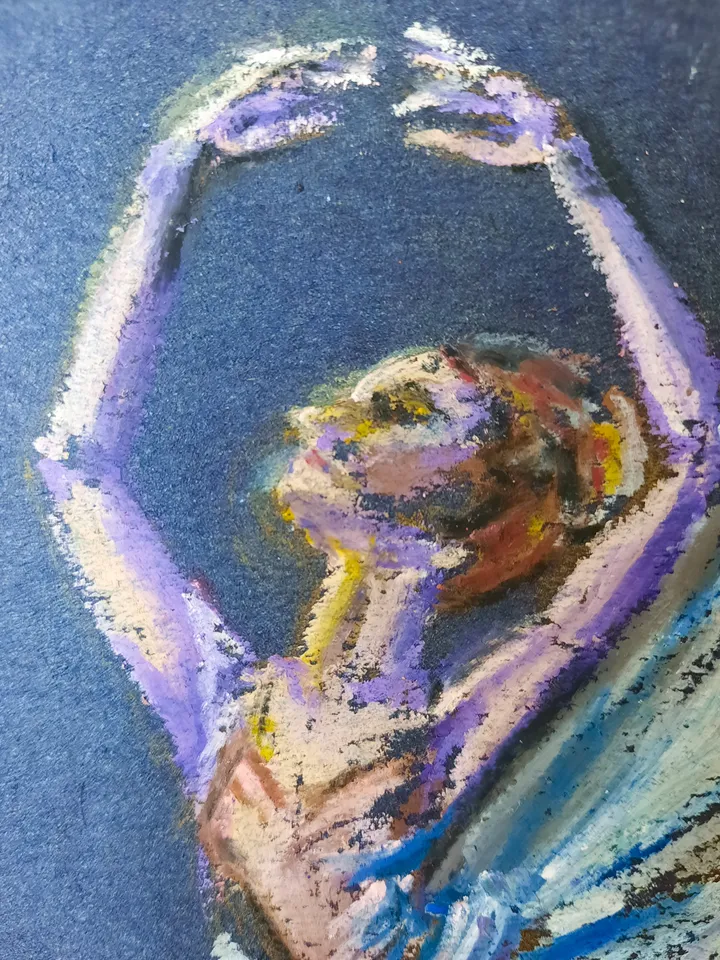 Ballerina painting Oil pastel painting Dancer painting