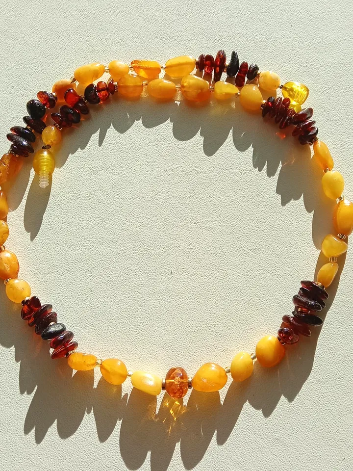 Amber Choker Necklace Jewelry Gift For Women Girl Genuine Amber Gemstone Jewelry Handmade multicolor yellow cognac gold