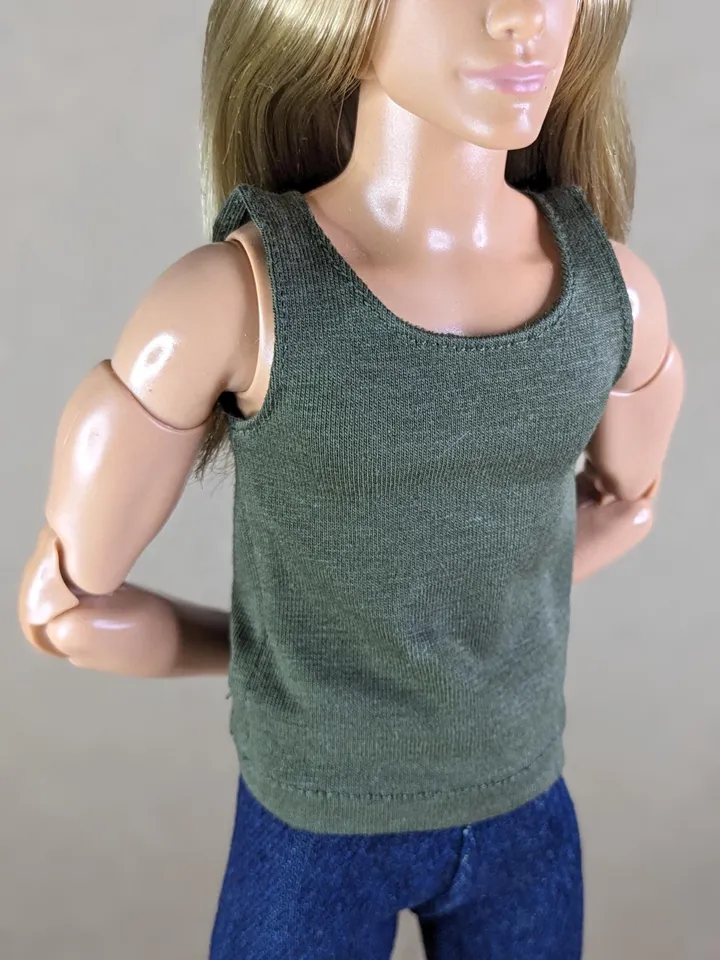 Olive tank top for 12 inch fashion male dolls