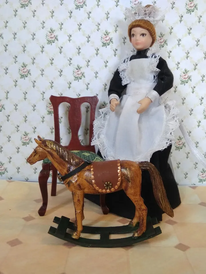 Wheelchair horse. Dollhouse miniature.1:12 scale.