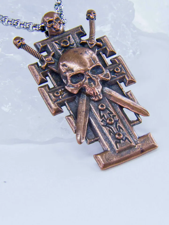Pure Copper Ordo Xenos Insignia with Skull and Crossed Swords