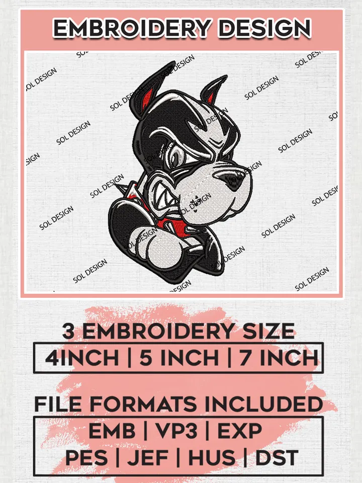 Wofford Terriers Mascot Embroidery Designs, NCAA Logo Embroidery Files, NCAA Wofford Terriers Logo, NCAA Embroidery Designs, Machine Embroidery Designs, Digital Download