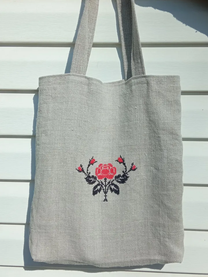 Big Shopper Embroidery Bag, Handmade tote bag