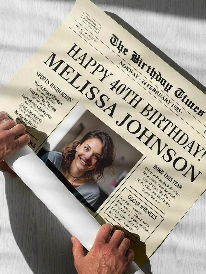 40th Birthday Newspaper Poster for Wife or Husband – Born in 1985 Sign, Back in 1985 Printable, Vintage 40th Birthday Decorations