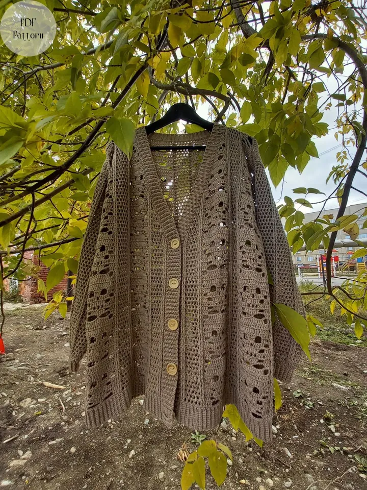 Crochet pattern, Crochet skulls cardigan, Oversized cardigan, Loose crochet cardigan, Crochet pattern easy cardigan