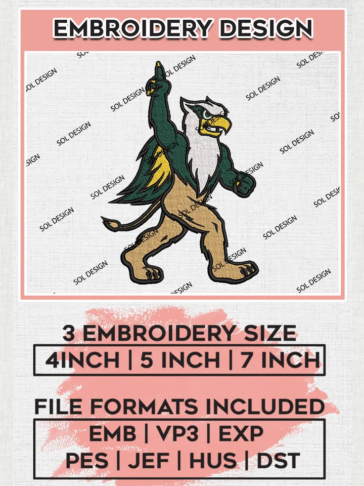 NCAA William & Mary Tribe Mascot Logo Embroidery Designs, NCAA Logo Machine Embroidery Files, NCAA William & Mary Tribe Logo, NCAA Embroidery Designs, Machine Embroidery Designs, Digital Download