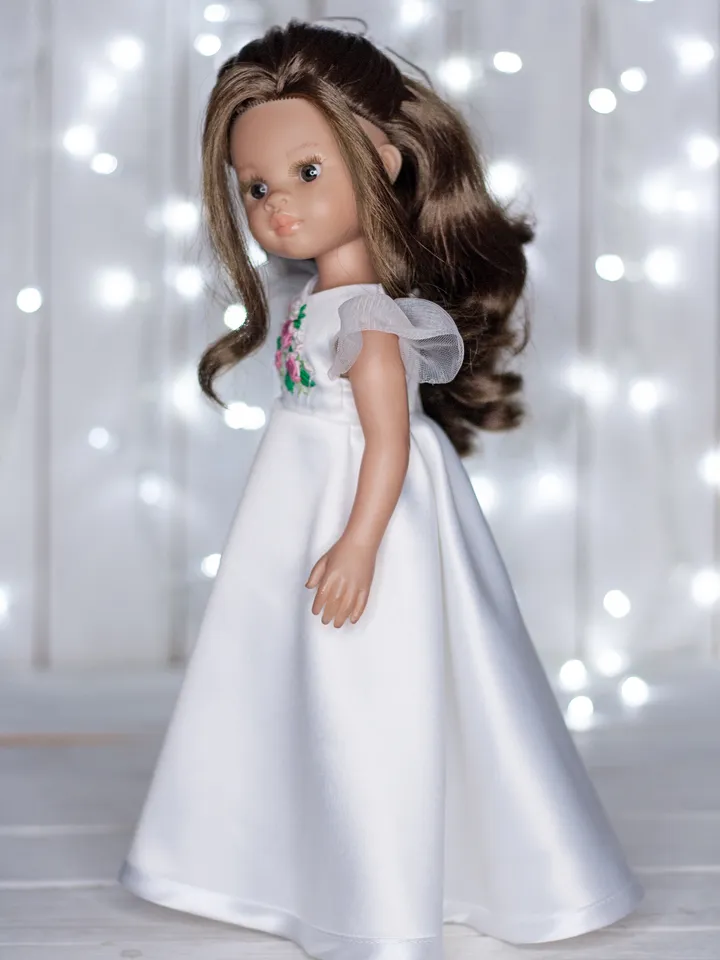 Beautiful White dress for Paola Reina doll 13 inch, Doll clothes, Paola Reina clothes, Dolls outfit, Fluffy doll dress
