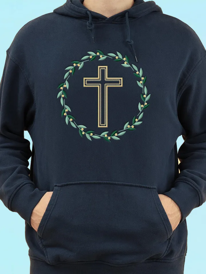 Cross with wreath embroidery design Machine embroidery pattern 3 sizes, Embroidery files christian cross, Religious embroidery Easter #R46