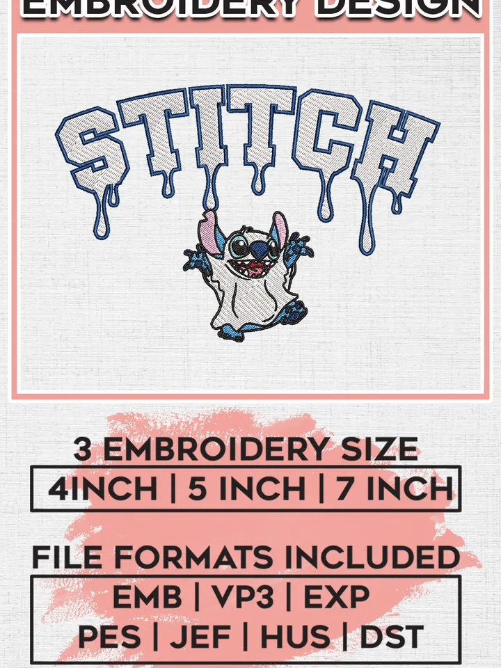 Peek A Boo Stitch Drop Name Embroidery designs, Disney Lilo and Stitch Machine embroidery designs, Halloween embroidery files, Spooky Season Machine Embroidery Digitized Pes Files, Digital Download