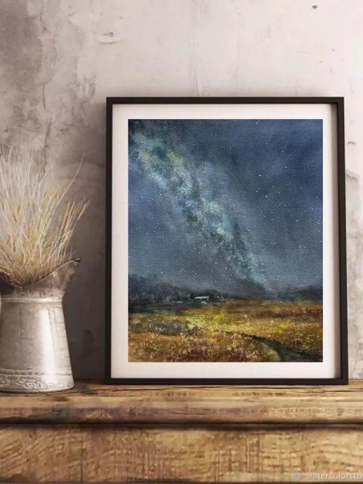 Milky Way Painting Space Original Painting Stars Wall Art Night Sky Art