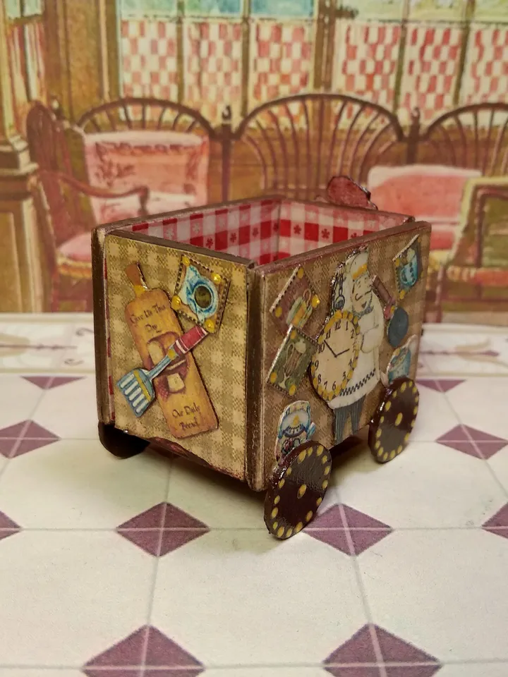 Toy trolley. Toy for dolls. Puppet miniature.1:12 scale.