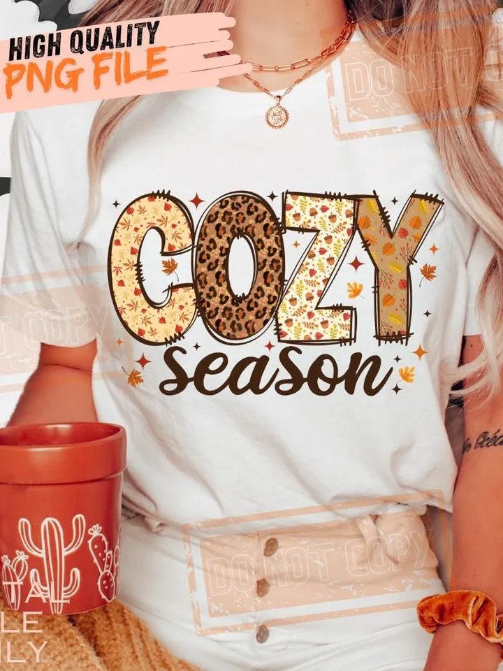 Cozy Season PNG, Fall Png, Autumn Png, Thanksgiving Png, Fall Sublimation Design, Retro Halloween Png, Cozy T shirt Sublimation Design