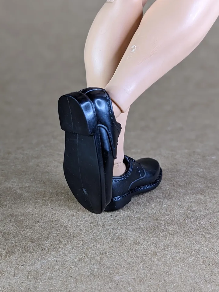 Classic black shoes  for wide feet 1/6 scale male dolls