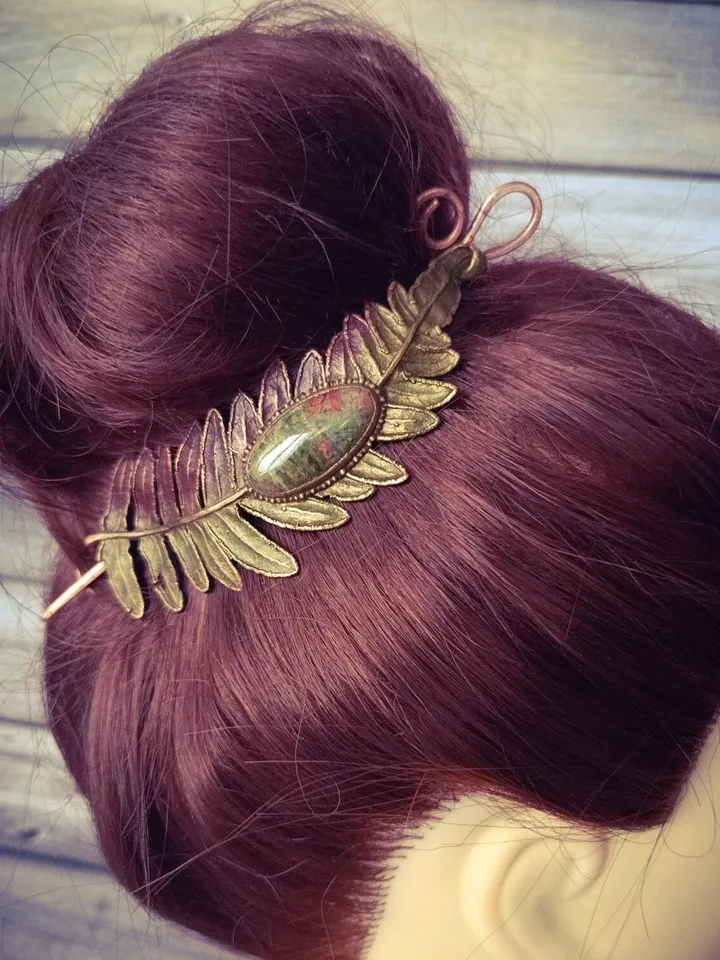 Unique handmade electroformed hair clip made from real fern leaves