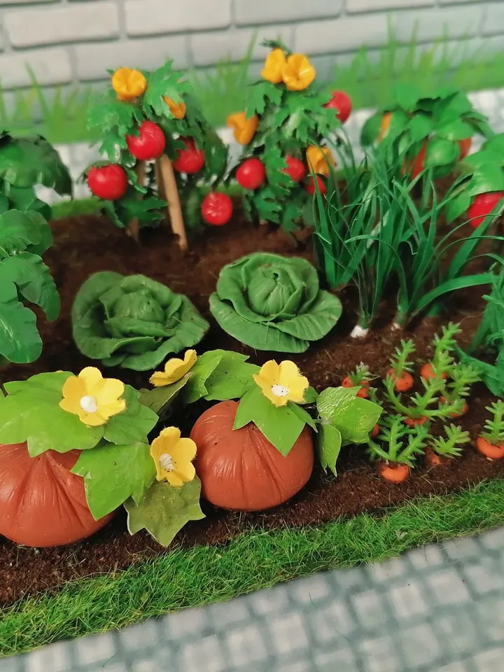 Vegetable bed for a dollhouse in 1:12 scale. Dollhouse miniature. handmade. 1:12.