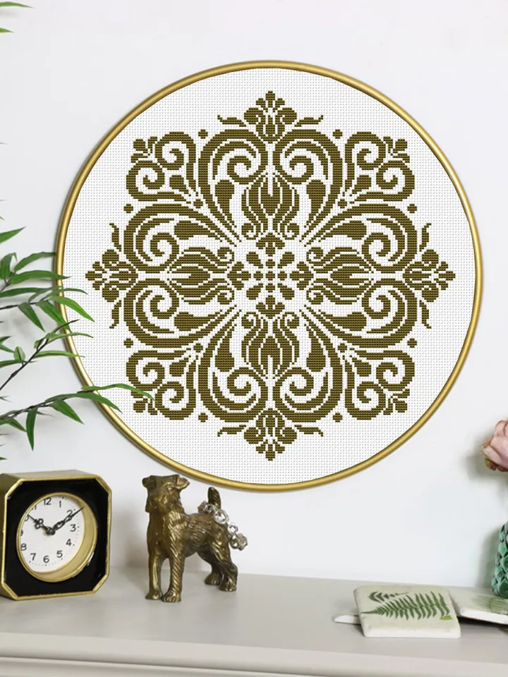 Vintage mandala cross stitch pattern PDF download Mandala ornament cross stitch chart, Mandala pattern digital PDF, Home decor #M154