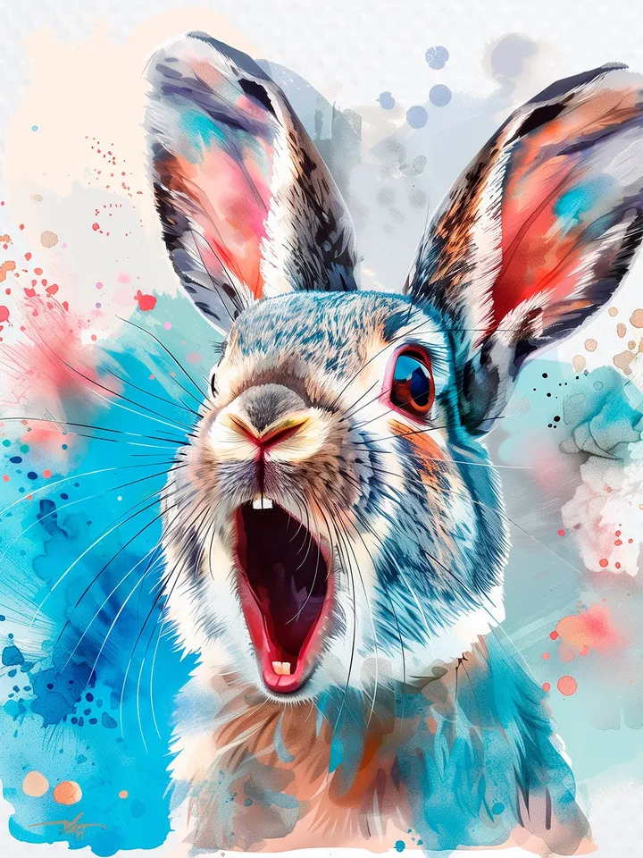 8 Amazed Rabbit PNG Clipart, Amazed Hare for sublimation, Printable Watercolor Rabbit clipart, Digital download, Paper crafts, junk journals