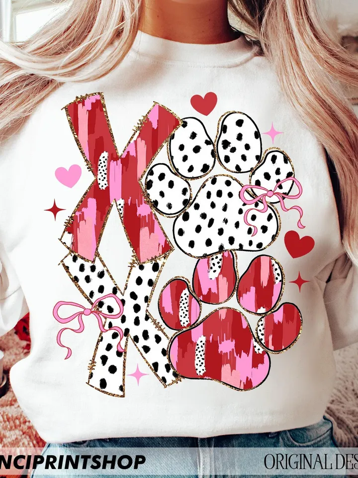 Brushstroke Paw Dog Valentine Coquette Png, Dog Valentines png, Dog Lover png, Valentines Day png, Xoxo png, Valentines png, Dog Paw png