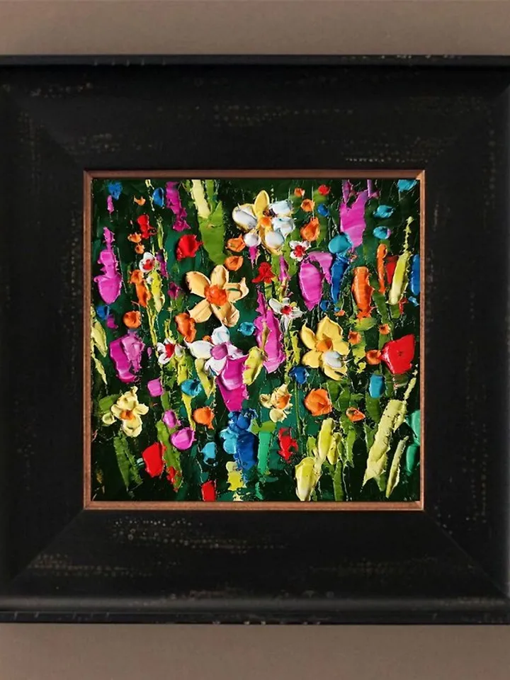 Wildflower Painting Daisy Original Art Small Impasto Oil Painting Medow Verafe