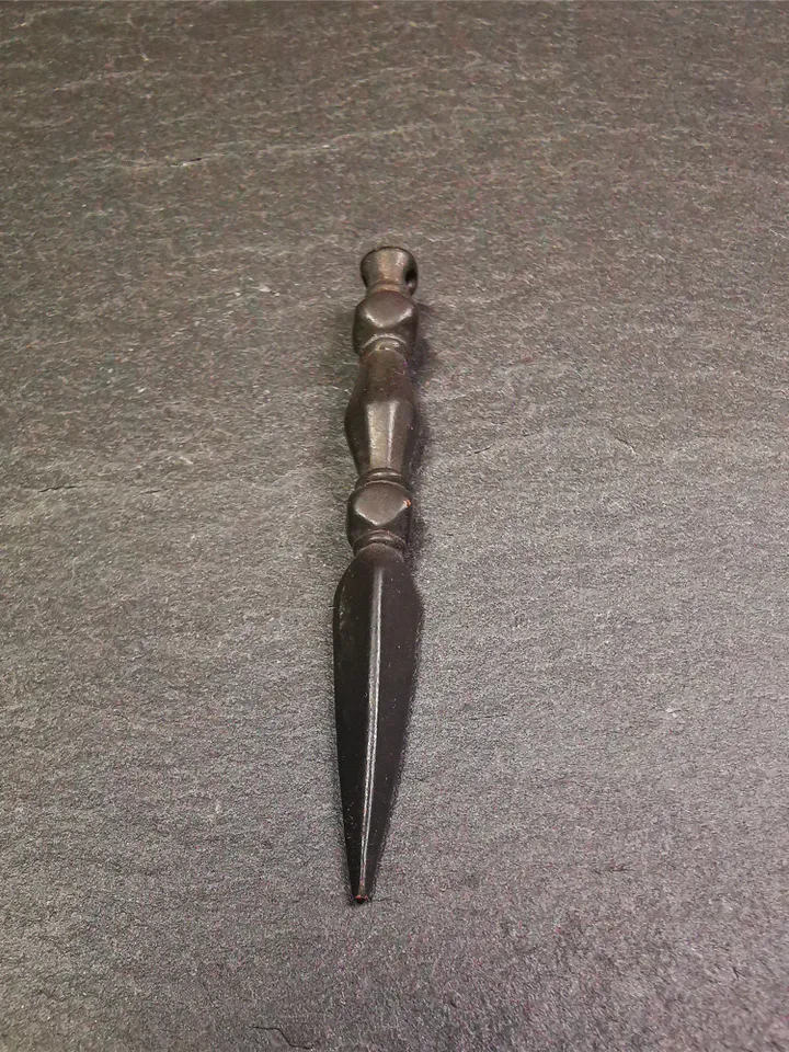 Gandhanra Handmade Tibetan Amulet ,Kila(Dorje Phurba) , Trantic Buddhism Ritual Implement Pendant,Made of Copper,Black type,2.2"