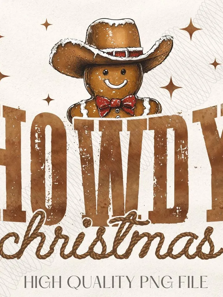 Howdy Chrsitmas Gingerbread man PNG, Christmas Season Png, Christmas western PNG, Christmas png, Retro Christmas Shirt PNG, howdy png files