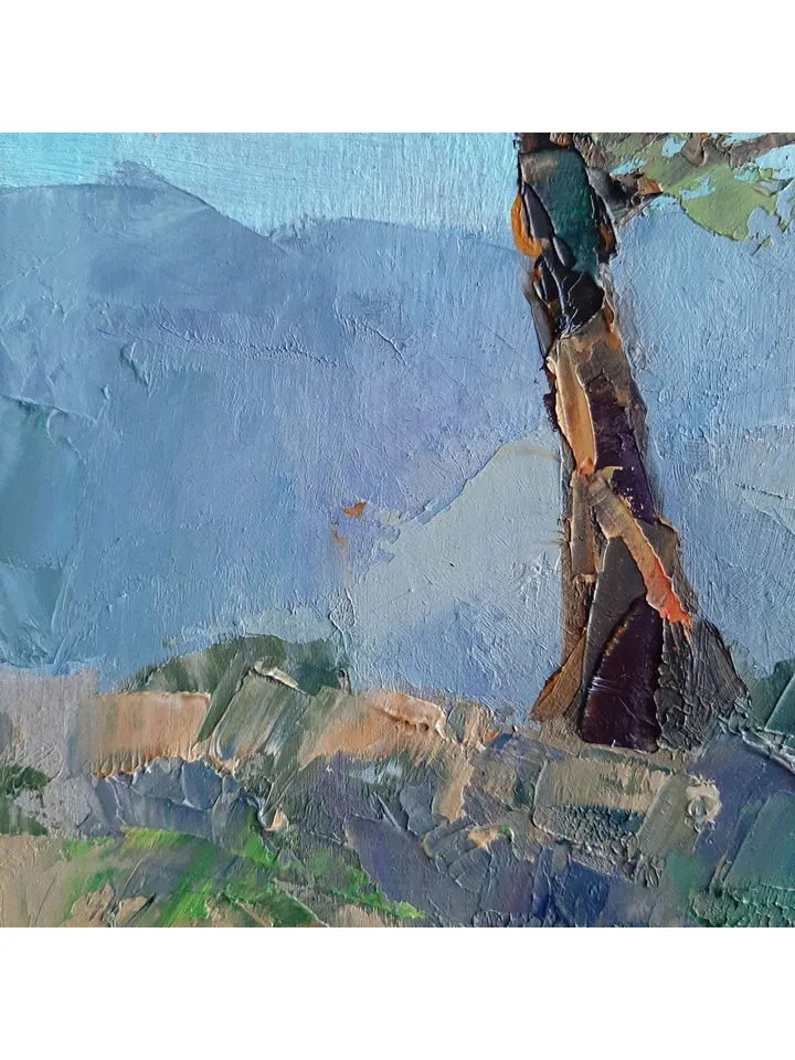 Mountain Painting 12x8" Tree Landscape ORIGINAL Painting Impressionist Mountains ART Signed by artist Marina Chuchko