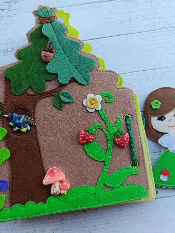 Fairy dollhouse Quiet book pattern, Felt book pattern pdf, Felt doll Pattern with clothes set, Dress up Doll, Busy book pattern for girl