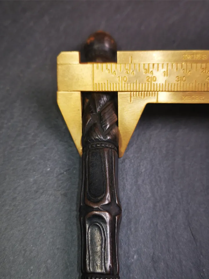 Gandhanra Handmade Tibetan Buddhist Ritual Implement - Kila -Dorje Phurba,Black Manjusri Sword,Made of Cold Iron inlaid with Copper, 9"