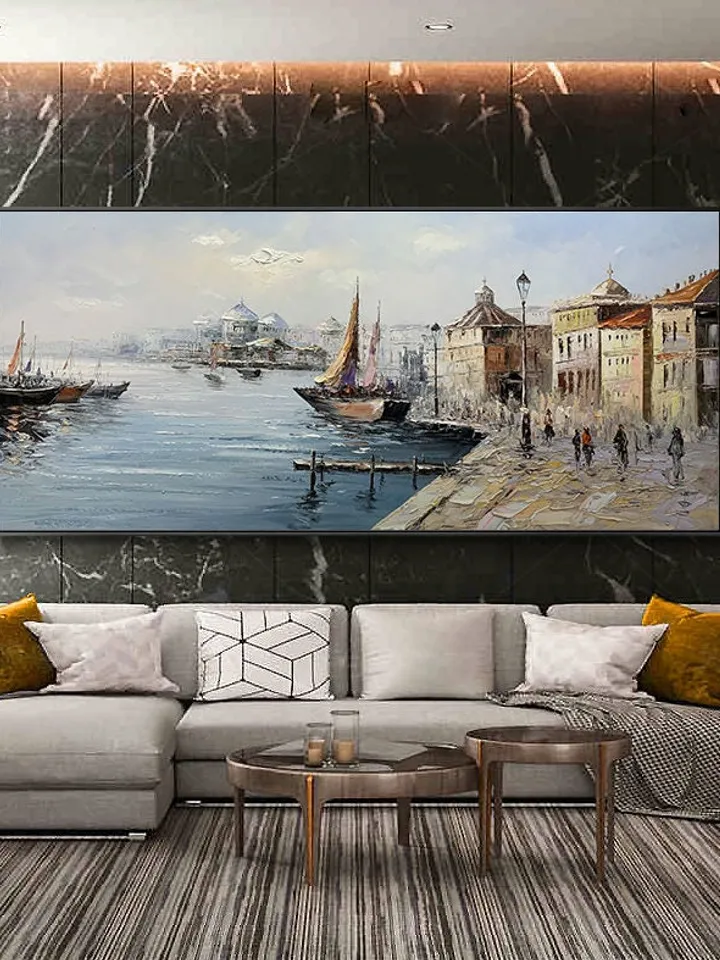 PANORAMIC WALL ART - Bridge Photography - River Landscape Abstract Extra Large Artwork - Living Room Decor