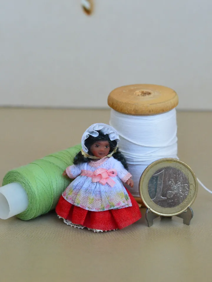 Miniature doll in 24th scales. Handmade doll toy. Miniature for dollhouse.