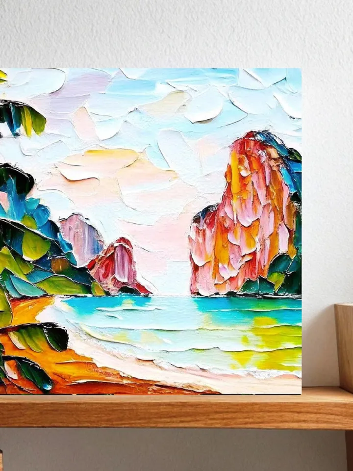 Thailand Painting Original Art Original Thailand Island Khao Phing Seascape Painting Wall Art Impressionist Art by ArtProkopaloSv