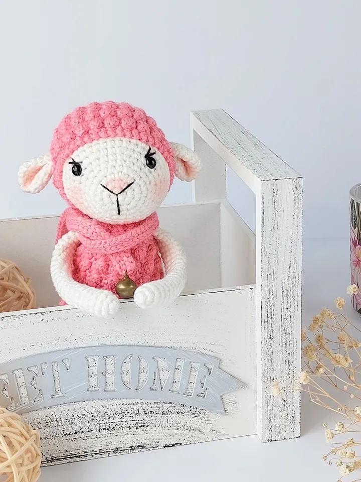 Crochet pattern lamb Shelli in English. Soft toy pattern. Amigurumi crochet pattern. Crochet baby doll pattern. Pattern