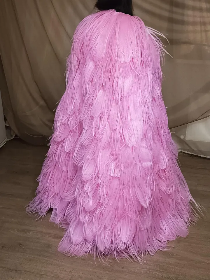 Feature cape, feathers fur coat, feathers, cape