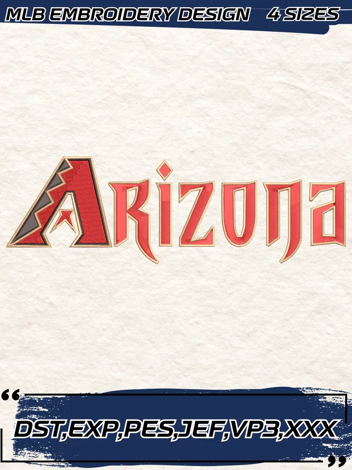 Arizona Diamondbacks Embroidery Design,MLB Embroidery Design,Machine Embroidery Design File,4 Sizes, Digital Download