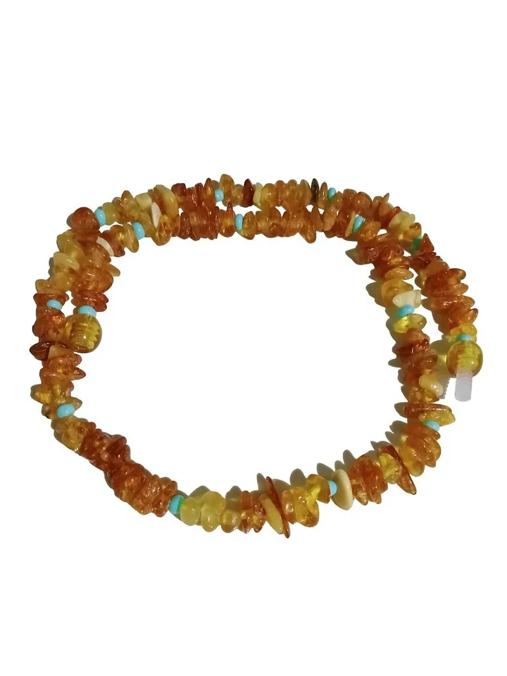 Minimalism Amber Beads Necklace
Yellow Orange With Turquoise Choker Necklace For Girl Women Jewelry Healing Energy Stone Baltic Amber 15.30 inches