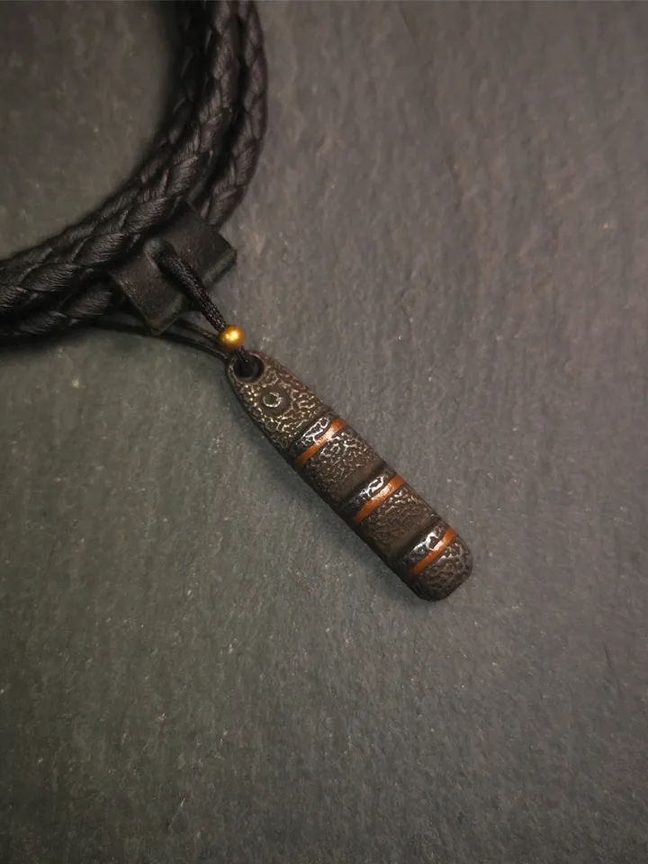 Gandhanra Handmade Tibetan Amulet Pendant,Tibetan Ladder of Heaven, Made of Cold Iron,1.38"