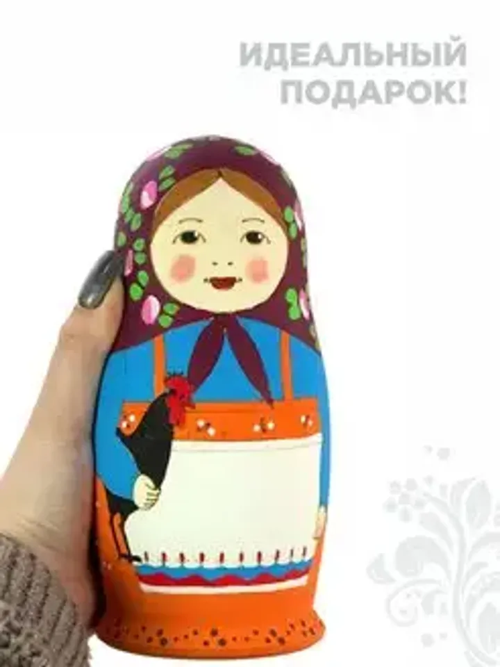 Wooden nesting doll, height 17 cm, 8 seats